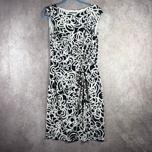 Lauren Ralph Lauren Dress Womens 12 Black White Floral Sleeveless Career Office